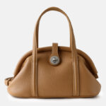 Sac à main à bandoulière en cuir de grain supérieur en forme de coquillage avec fermeture verrouillée pour femmes