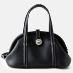 Sac à main à bandoulière en cuir de grain supérieur en forme de coquillage avec fermeture verrouillée pour femmes