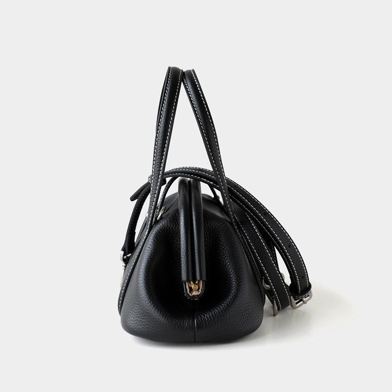 Sac à main à bandoulière en cuir de grain supérieur en forme de coquillage avec fermeture verrouillée pour femmes