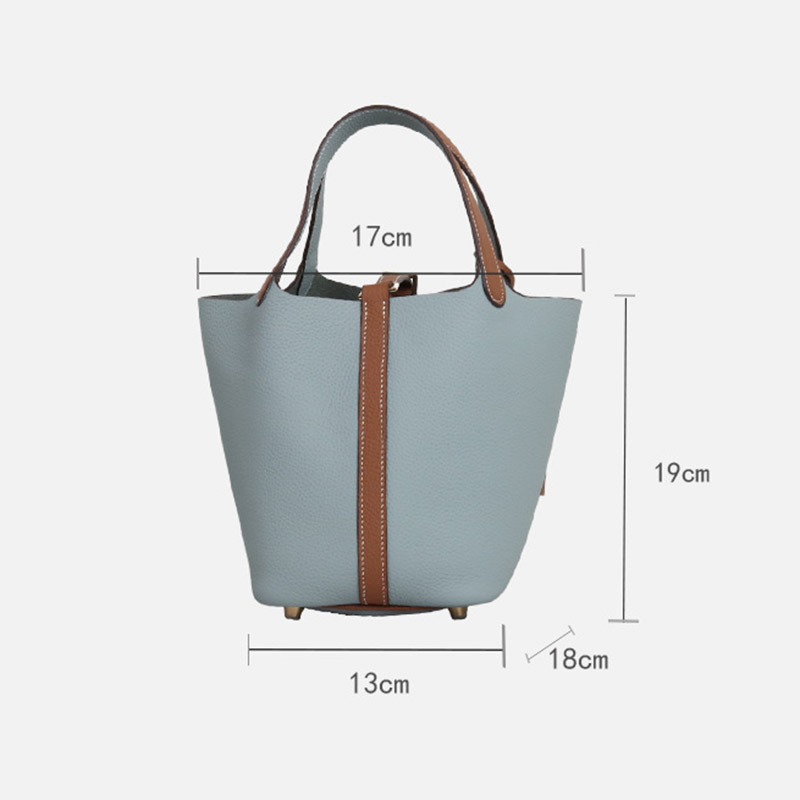 Women's Vintage Top-Grain Leather Bucket Handbag With Lock Closure