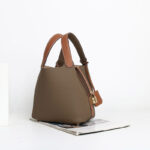 Women's Vintage Top-Grain Leather Bucket Handbag With Lock Closure