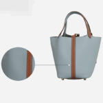 Women's Vintage Top-Grain Leather Bucket Handbag With Lock Closure