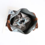 Women's Vintage Top-Grain Leather Bucket Handbag With Lock Closure