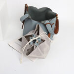 Women's Vintage Top-Grain Leather Bucket Handbag With Lock Closure