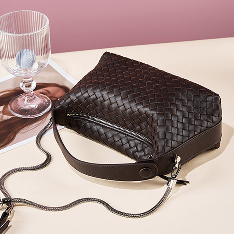 Women's Woven Lambskin Pillow Chain Crossbody Shoulder Handbags
