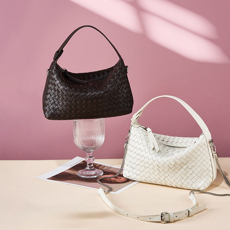 Women's Woven Lambskin Pillow Chain Crossbody Shoulder Handbags