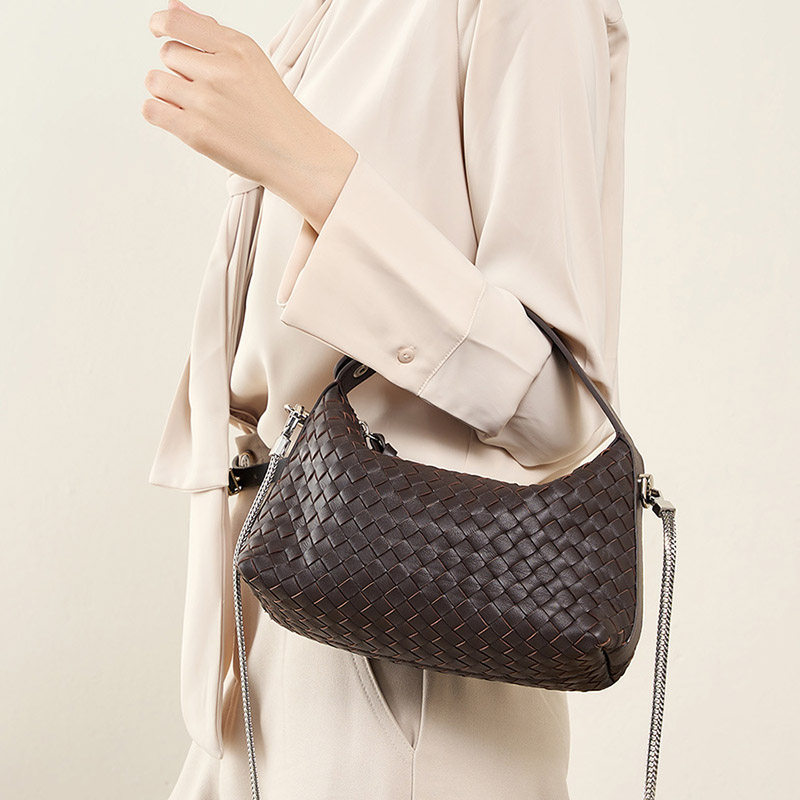 Women's Woven Lambskin Pillow Chain Crossbody Shoulder Handbags
