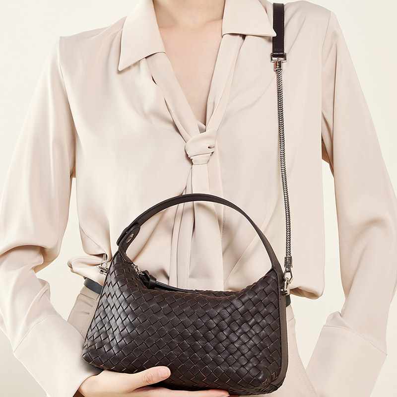 Women's Woven Lambskin Pillow Chain Crossbody Shoulder Handbags