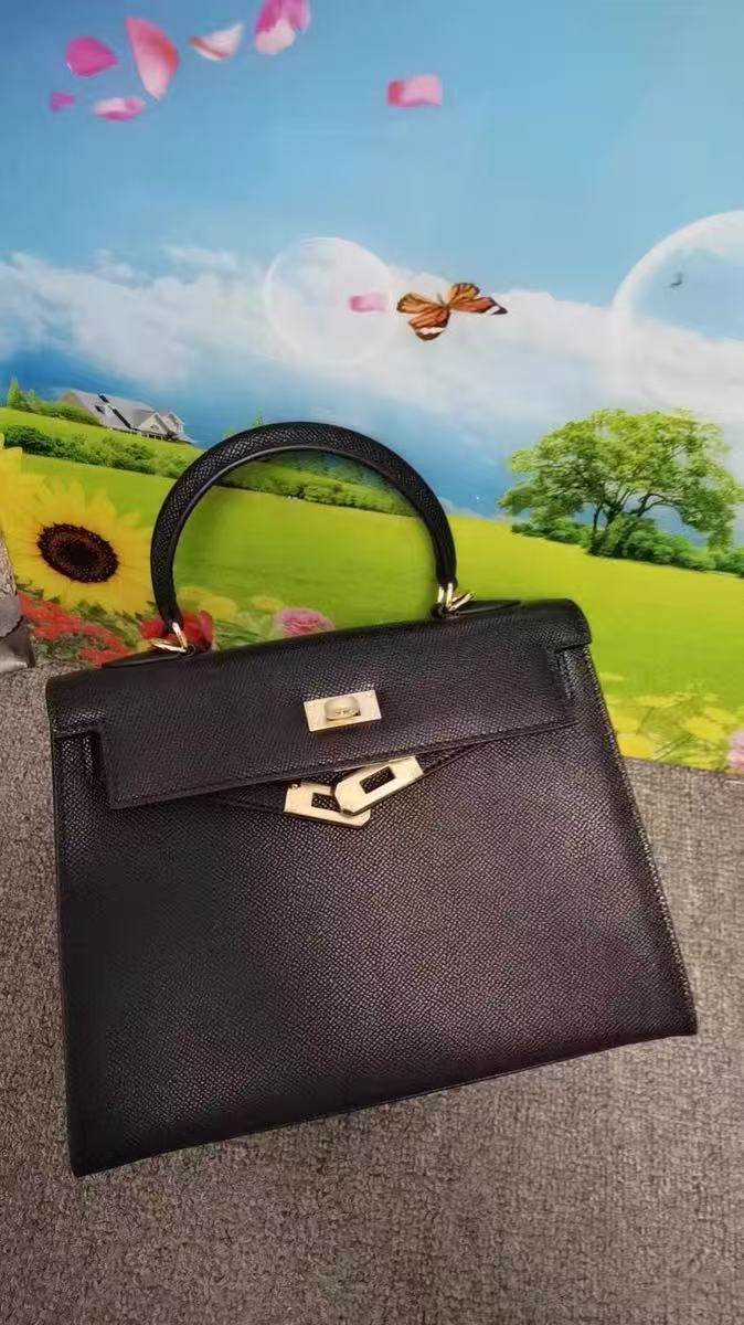 Women's Minimalist Epsom Genuine Leather Top Handle Bag In Gold Hardware photo review