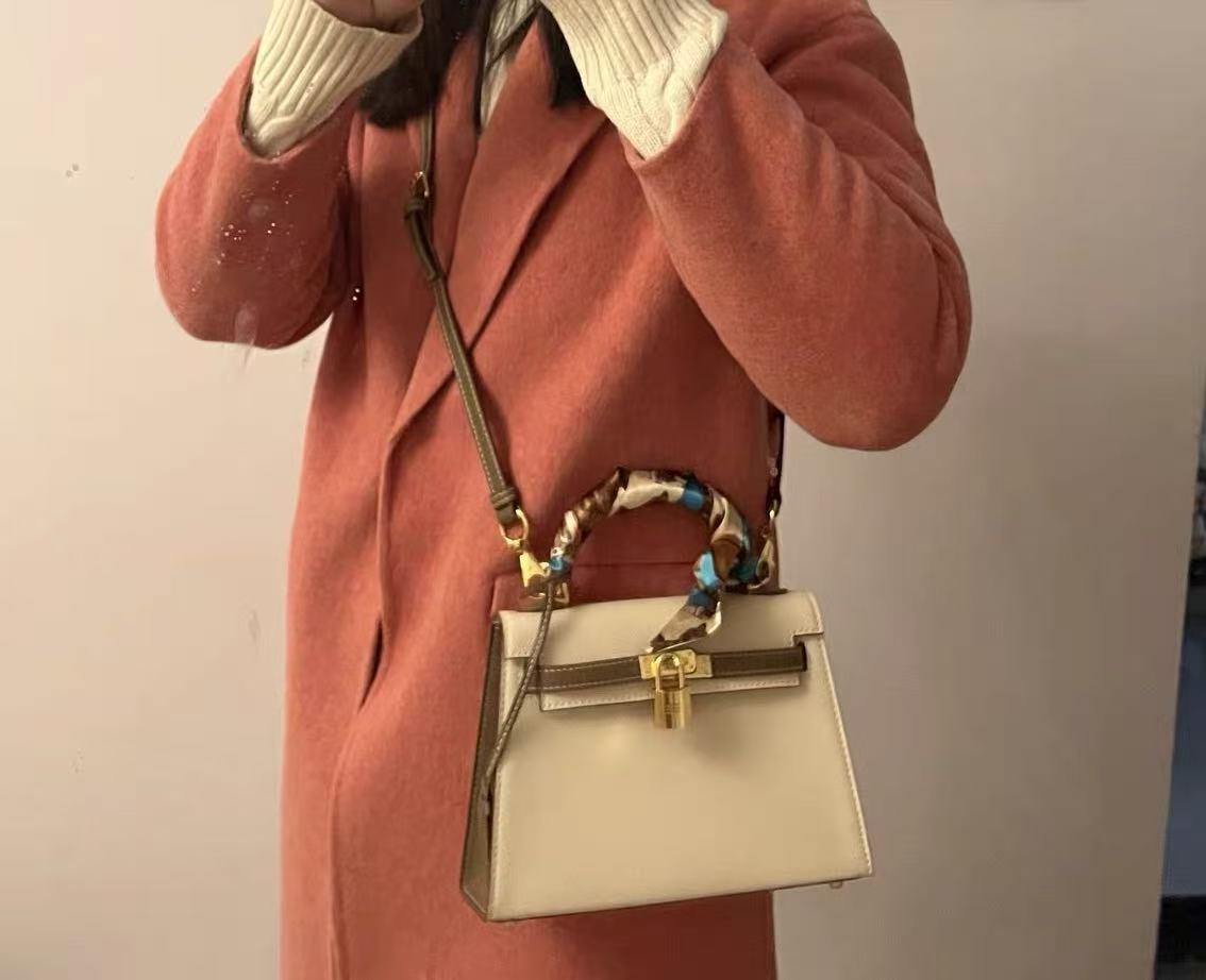 Women's Mini Epsom Split Leather Two-Tone Top Handle Bag in Gold Hardware photo review