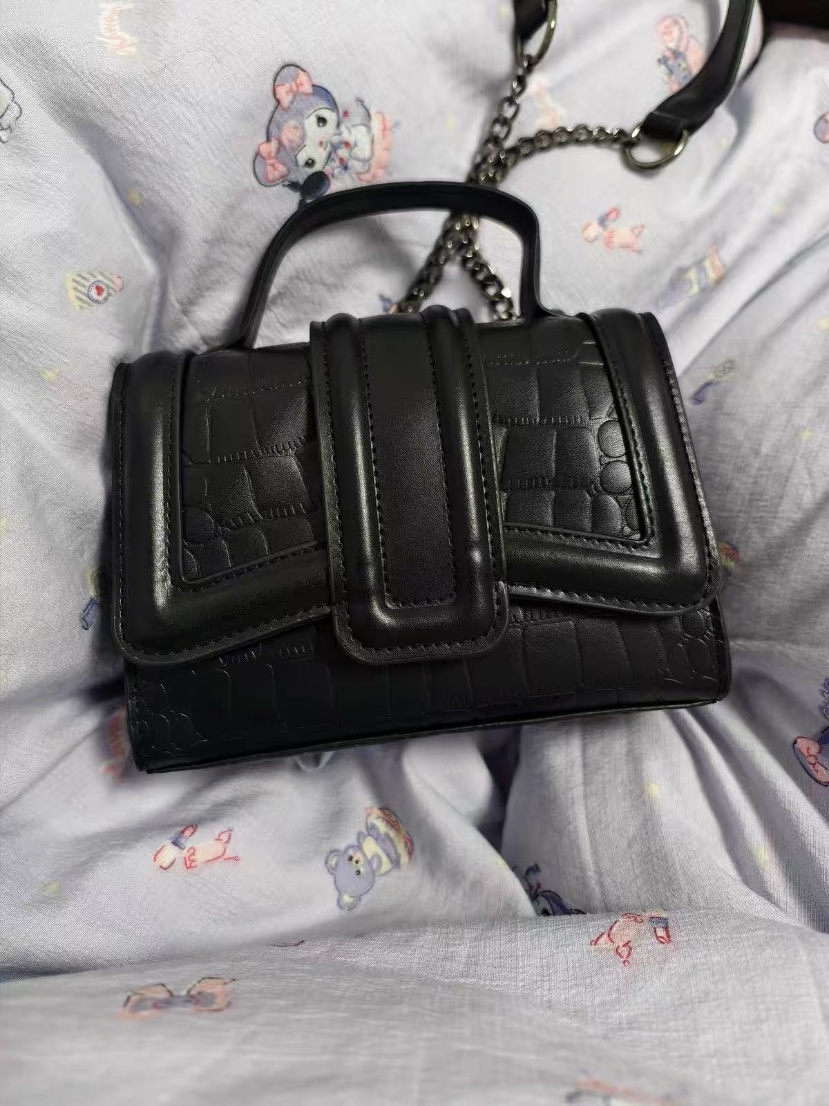 Women's Small Croc Print Flap Top Handle Bags with Shoulder Strap photo review