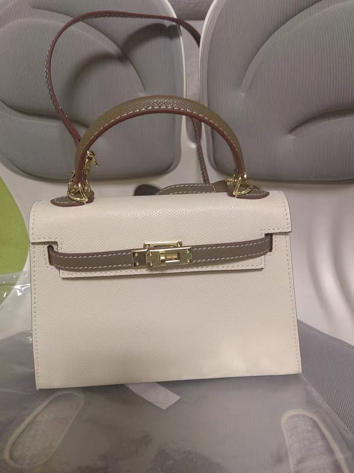 Women's Mini Epsom Split Leather Two-Tone Top Handle Bag in Gold Hardware photo review