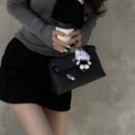 Women's Vintage Top-Grain Leather Crossbody Chain Handbag In Silver Lock photo review