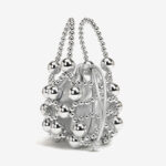 Women's Acrylic Beaded Hollow Evening Clutch Handbag with Chain Strap