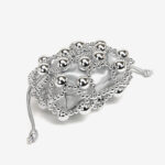 Women's Acrylic Beaded Hollow Evening Clutch Handbag with Chain Strap
