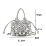 Women's Acrylic Beaded Hollow Evening Clutch Handbag with Chain Strap