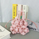 Women's Acrylic Beaded Hollow Evening Clutch Handbag with Chain Strap