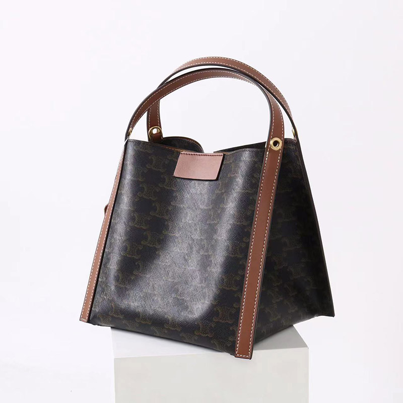 Women's Black Printed Genuine Leather Vintage Crossbody Shoulder Bucket Handbag