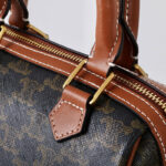 Women's Black Printed Leather Zip Boston Top Handle Bag With Crossbody Strap