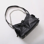 Sac à bandoulière hobo à fermeture magnétique en cuir souple pleine fleur noir pour femmes