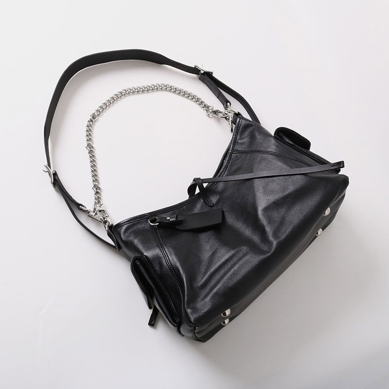 Sac à bandoulière hobo à fermeture magnétique en cuir souple pleine fleur noir pour femmes