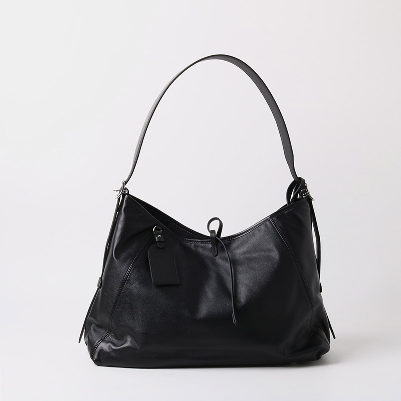 Sac à bandoulière hobo à fermeture magnétique en cuir souple pleine fleur noir pour femmes