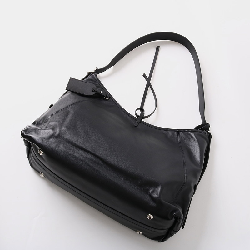 Sac à bandoulière hobo à fermeture magnétique en cuir souple pleine fleur noir pour femmes