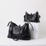 Sac à bandoulière hobo à fermeture magnétique en cuir souple pleine fleur noir pour femmes