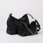 Sac à bandoulière hobo à fermeture magnétique en cuir souple pleine fleur noir pour femmes