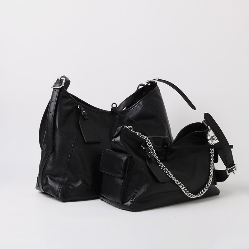 Sac à bandoulière hobo à fermeture magnétique en cuir souple pleine fleur noir pour femmes
