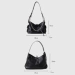 Sac à bandoulière hobo à fermeture magnétique en cuir souple pleine fleur noir pour femmes