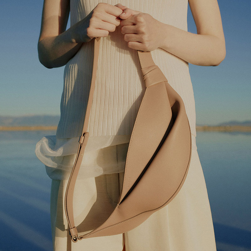 Women's Cowhide Leather Pillow-Shaped Sling Bag