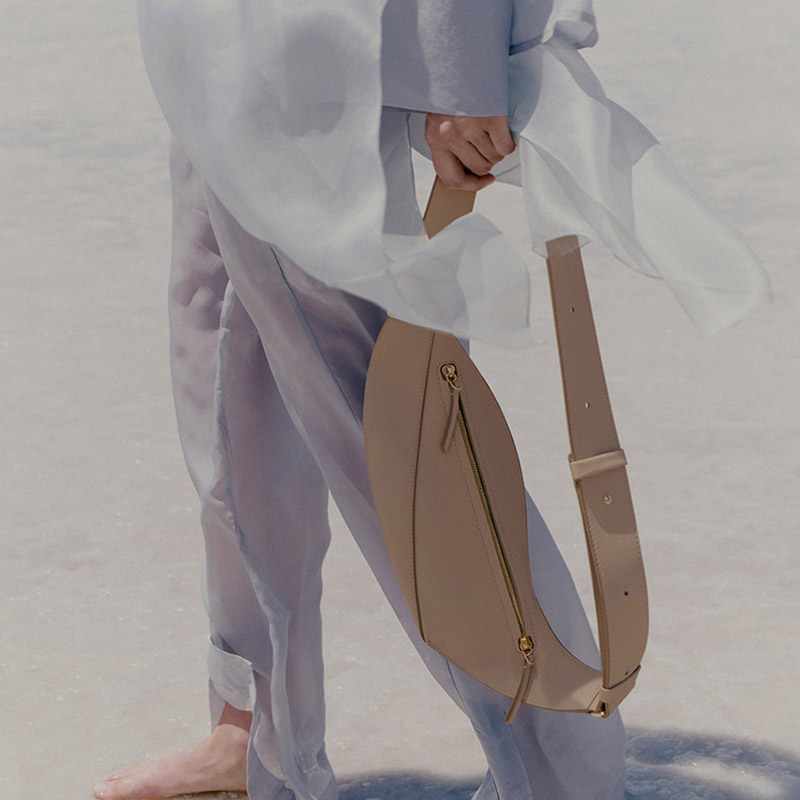 Women's Cowhide Leather Pillow-Shaped Sling Bag