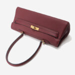 Women's Full-Grain Cowhide Leather Horizontal Crossbody Strap Top Handle Shoulder Bag With Gold Hardware