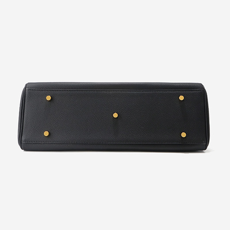 Women's Full-Grain Cowhide Leather Horizontal Crossbody Strap Top Handle Shoulder Bag With Gold Hardware