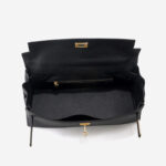 Women's Full-Grain Cowhide Leather Horizontal Crossbody Strap Top Handle Shoulder Bag With Gold Hardware