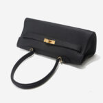 Women's Full-Grain Cowhide Leather Horizontal Crossbody Strap Top Handle Shoulder Bag With Gold Hardware