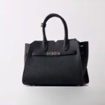 Women's Full-Grain Leather Drawstring Buckle Satchel Handbag with Crossbody Strap