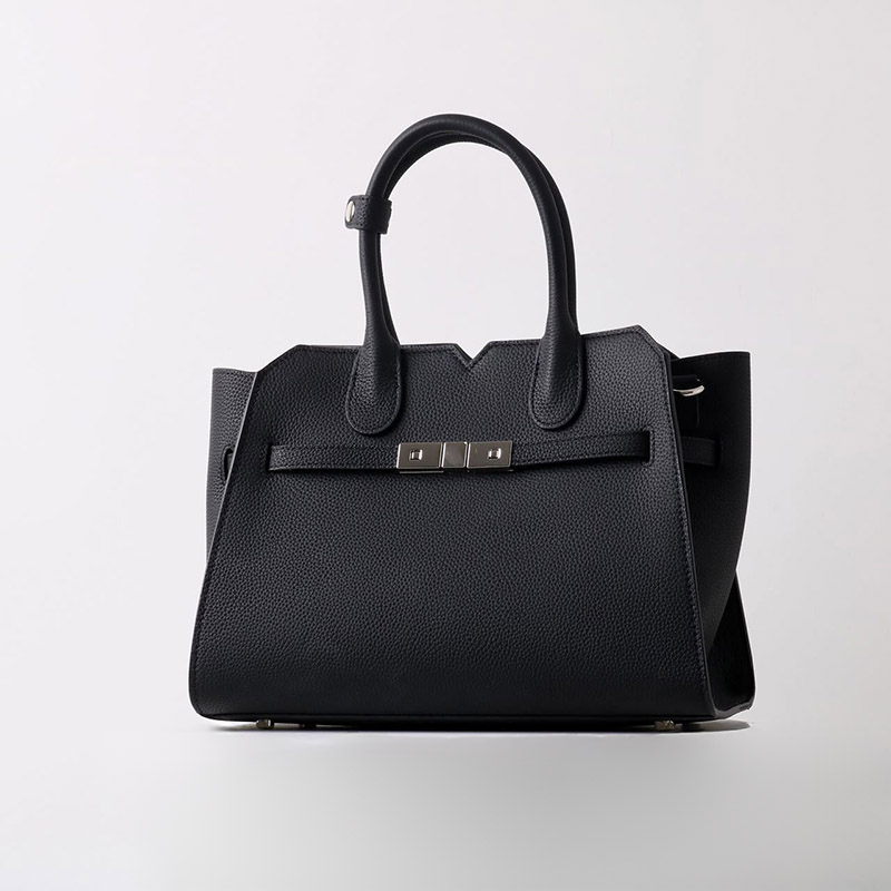 Women's Full-Grain Leather Drawstring Buckle Satchel Handbag with Crossbody Strap