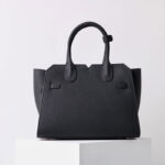 Women's Full-Grain Leather Drawstring Buckle Satchel Handbag with Crossbody Strap