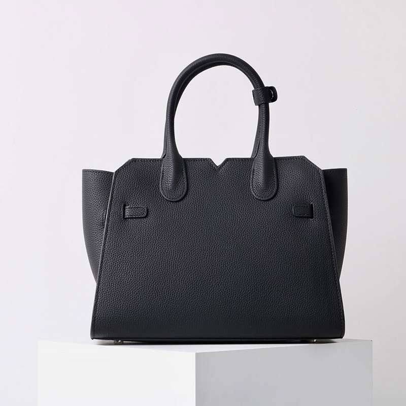 Women's Full-Grain Leather Drawstring Buckle Satchel Handbag with Crossbody Strap
