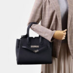 Women's Full-Grain Leather Drawstring Buckle Satchel Handbag with Crossbody Strap