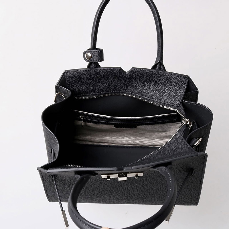 Women's Full-Grain Leather Drawstring Buckle Satchel Handbag with Crossbody Strap