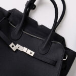 Women's Full-Grain Leather Drawstring Buckle Satchel Handbag with Crossbody Strap