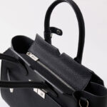 Women's Full-Grain Leather Drawstring Buckle Satchel Handbag with Crossbody Strap