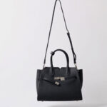 Women's Full-Grain Leather Drawstring Buckle Satchel Handbag with Crossbody Strap