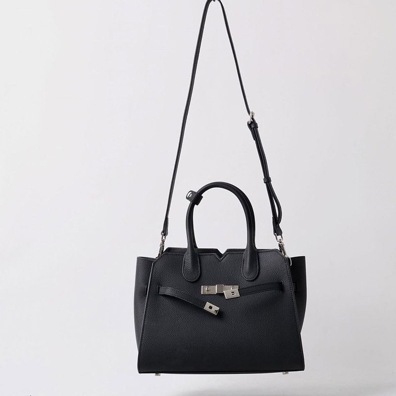Women's Full-Grain Leather Drawstring Buckle Satchel Handbag with Crossbody Strap