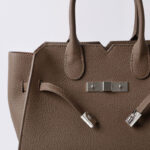 Women's Full-Grain Leather Drawstring Buckle Satchel Handbag with Crossbody Strap