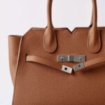 Women's Full-Grain Leather Drawstring Buckle Satchel Handbag with Crossbody Strap