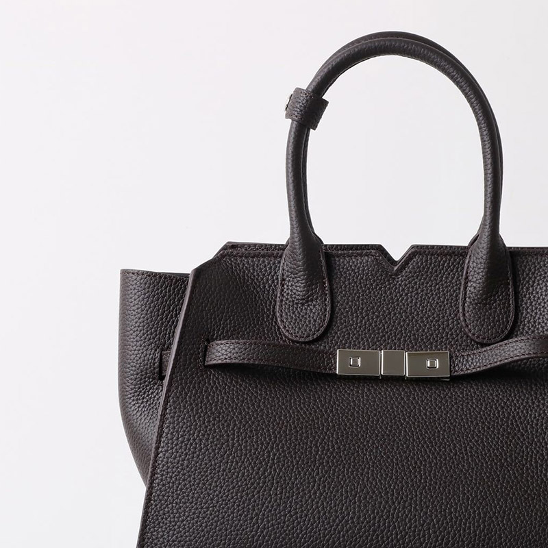 Women's Full-Grain Leather Drawstring Buckle Satchel Handbag with Crossbody Strap
